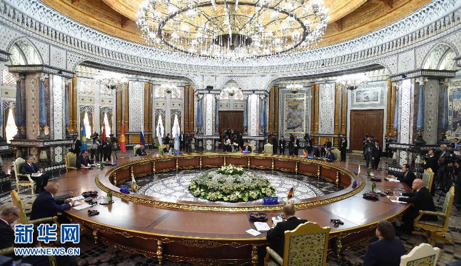 9月12日，上海合作組織成員國元首理事會第十四次會議在塔吉克斯坦首都杜尚別舉行。國家主席習近平出席會議并發(fā)表重要講話。新華社記者馬占成攝 