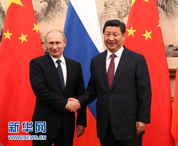 11月9日,國家主席習近平在北京釣魚臺國賓館會見俄羅斯總統(tǒng)普京。新華社記者 蘭紅光 攝 11月9日,國家主席習近平在北京釣魚臺國賓館會見俄羅斯總統(tǒng)普京。新華社記者 蘭紅光 攝